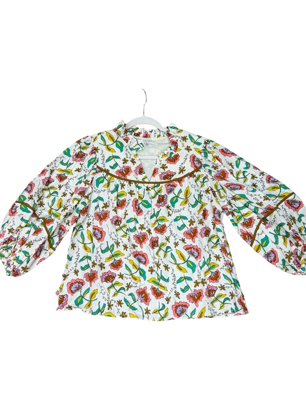 πΈβ CROSBY by Mollie Burch Rosie Top β Woodcut Floral Print Size Small - Picture 8 of 10